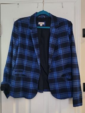 Target Merona Blue And Black Plaid Blazer